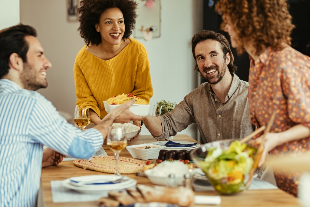 People sharing a meal together